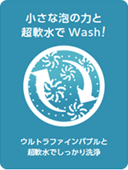 小さな泡の力と超軟水でWash！