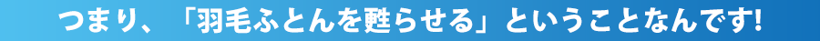 つまり、「羽毛ふとんを甦らせる」ということなんです！